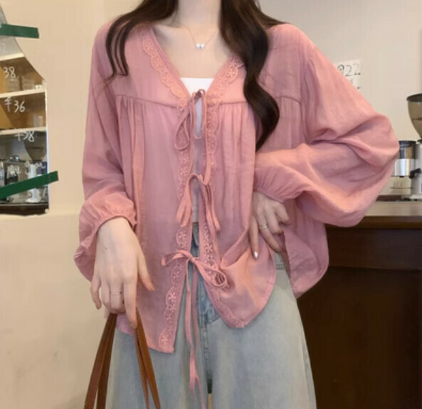 Summer thin loose shirt (pink) [Size: S-XL] [Contact customer service to confirm the shipping size after placing an order]