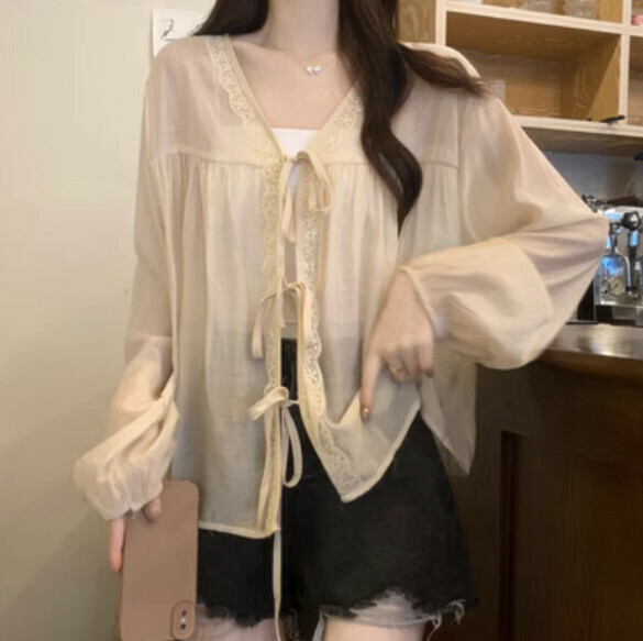 Summer thin loose shirt (apricot) [Size: S-XL] [Contact customer service to confirm the shipping size after placing an order]