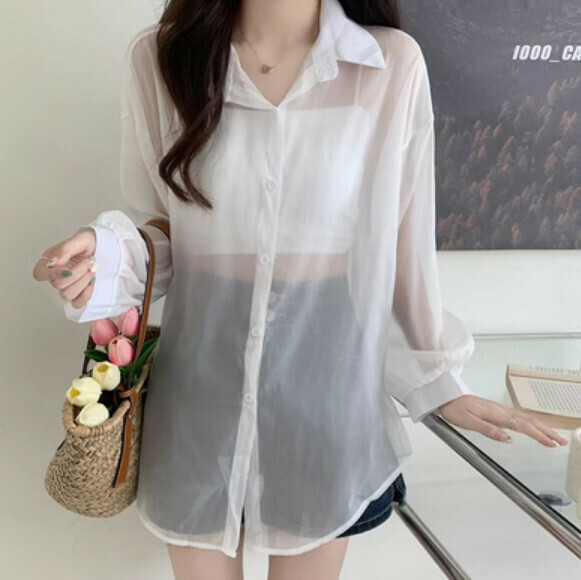 Summer thin ice silk cardigan (white) [Size: S-XL] [Contact customer service to confirm the shipping size after placing an order]