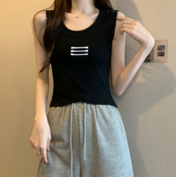 Summer holiday two-piece vest (black) [one size]