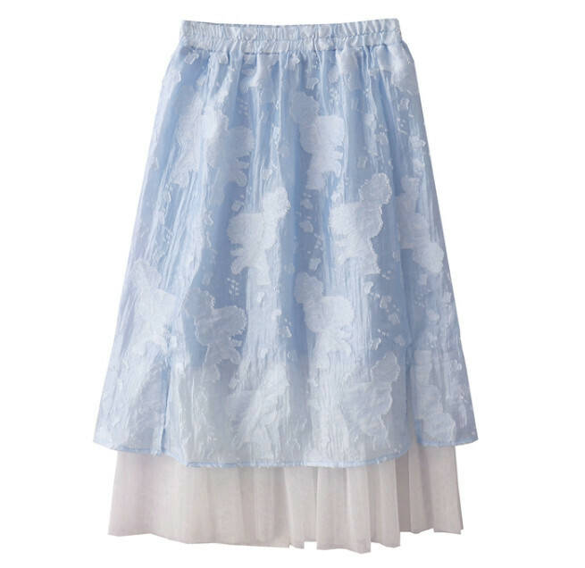 Hot Selling Mesh Spliced ​​Skirt [Light Blue] [Size-M] (Please contact customer service to confirm the delivery size after placing the order)