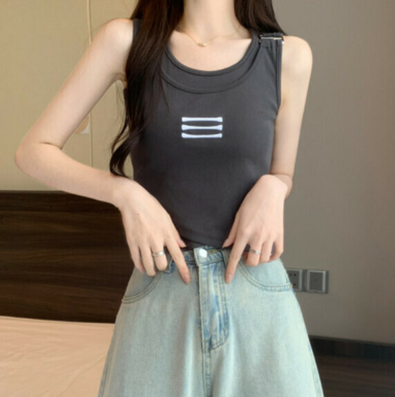Summer Fake Two Vests (Dark Gray) [One Size]