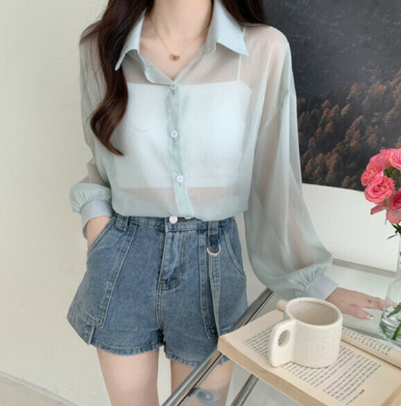 Summer thin ice silk cardigan (green) [Size: S-XL] [Contact customer service to confirm the shipping size after placing an order]