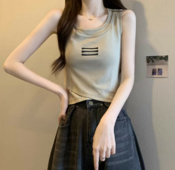 Summer Fake Two Vest (Khaki) [One Size]