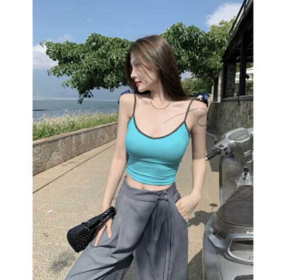 Summer Inner Strap Chest Padded Small Vest (Peacock Blue) [One Size]