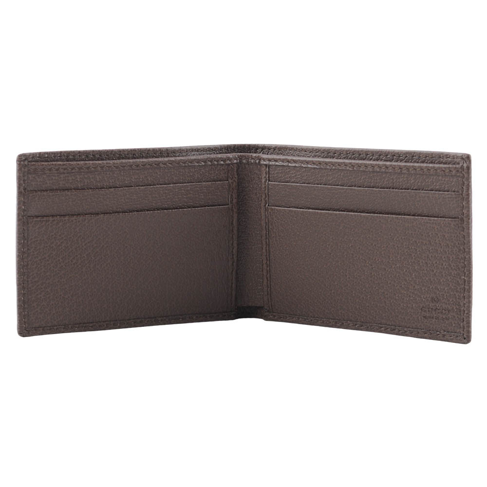 【GUCCI】Ophidia GG 塗層帆布綠紅迷你對開4卡短夾(米色/烏木色) 597610 96IWT 8745