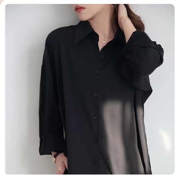 Loose drape long sleeve shirt (black size: S-3XL) (please contact customer service to confirm the shipping size after placing an order)