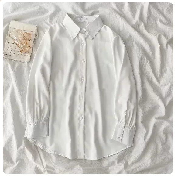 爆款長袖寬松雪紡襯衫(白色 尺碼:S-3XL)(下單後請聯絡客服確認發貨尺碼)
