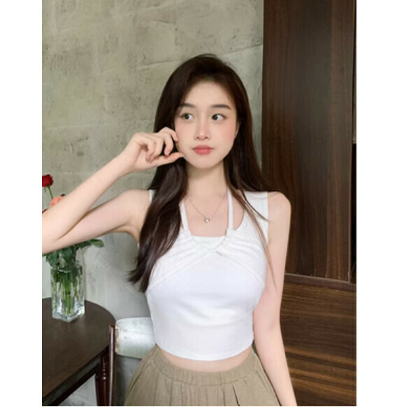 Summer Halterneck Vest with Chest Padded (White) [One Size]