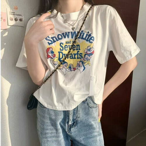 熱賣印花短袖T恤【白色】【XS-2XL碼】（下單後請聯絡客服確認發貨尺碼）