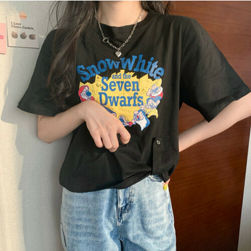 熱賣印花短袖T恤【黑色】【XS-2XL碼】（下單後請聯絡客服確認發貨尺碼）