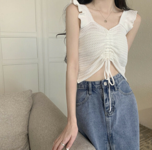 Summer Knitted Vest (White) [One Size]