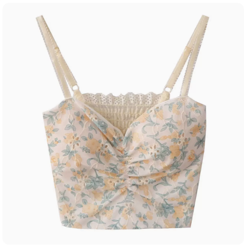 Sweet Floral V-Neck Camisole (Yellow Floral) (One Size)