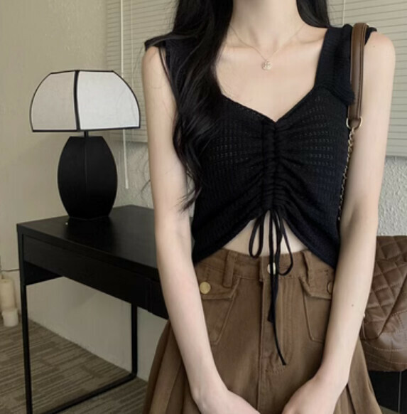 Summer Knitted Vest (Black) [One Size]
