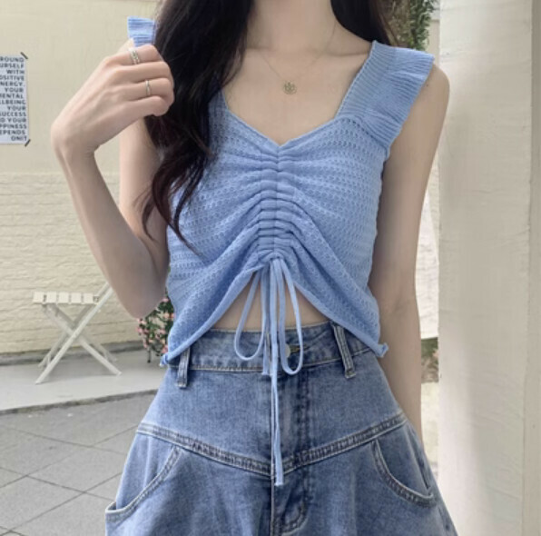 Summer Knitted Vest (Blue) [One Size]