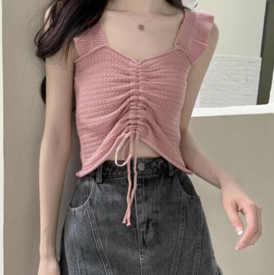 Summer Knitted Vest (Pink) [One Size]