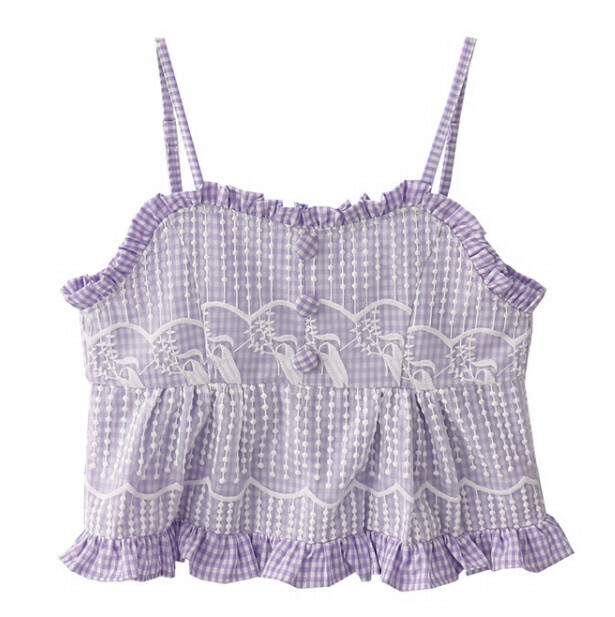 Hot selling embroidered plaid vest [Purple] [Size S-L] (please contact customer service to confirm the delivery size after placing the order)