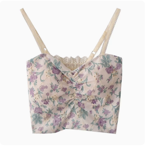 Sweet Floral V-Neck Camisole (Purple Floral) (One Size)