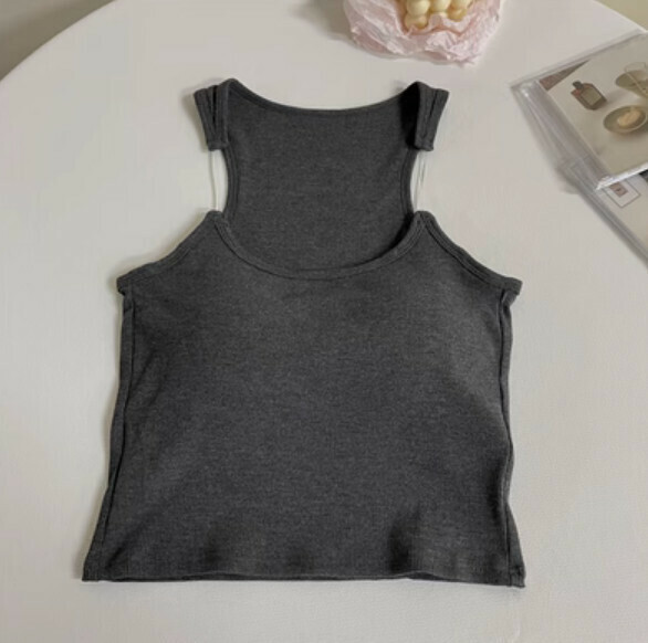 Summer slim short vest (gray) [Size: S-L] [Contact customer service to confirm the shipping size after placing an order]