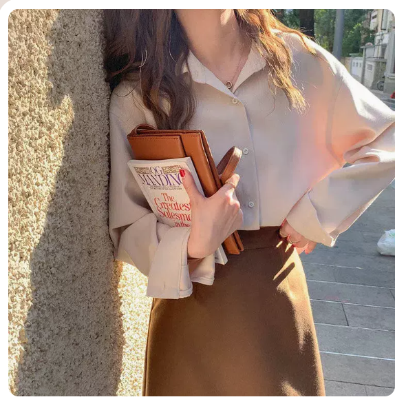Lapel Single Breasted Loose Corduroy Shirt (Apricot Size: S-3XL) (Please contact customer service to confirm the shipping size after placing an order)