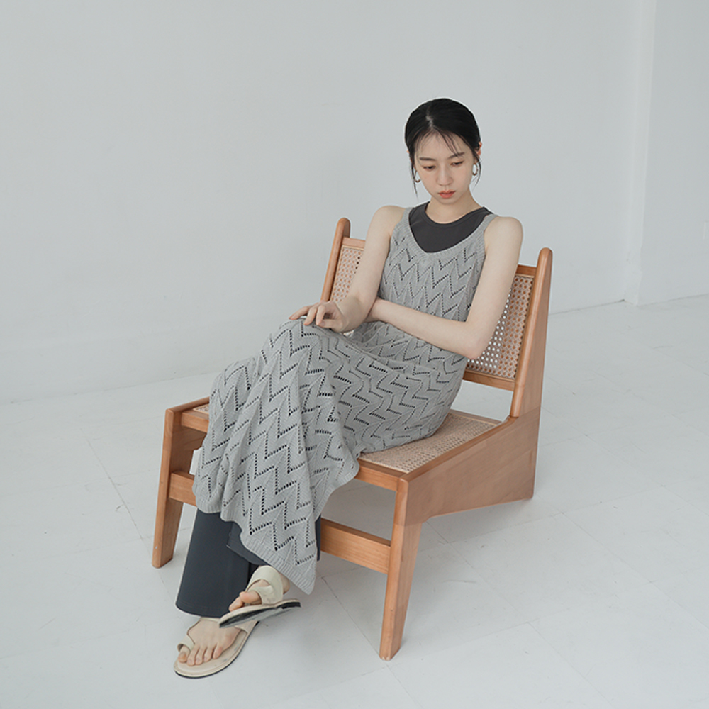 V-shaped hollow shape knitted long spaghetti shoulder cover - Light gray【01013285】in stock+pre-order