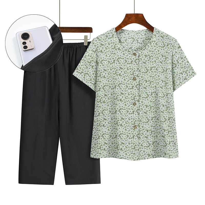 Seniors Short Sleeve Set (XL-4XL No. 4 Color) [Please contact customer service to confirm the shipping size after placing an order]