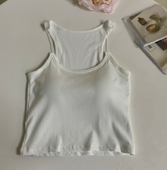 Summer slim short vest (white) [Size: S-L] [Contact customer service to confirm the shipping size after placing an order]
