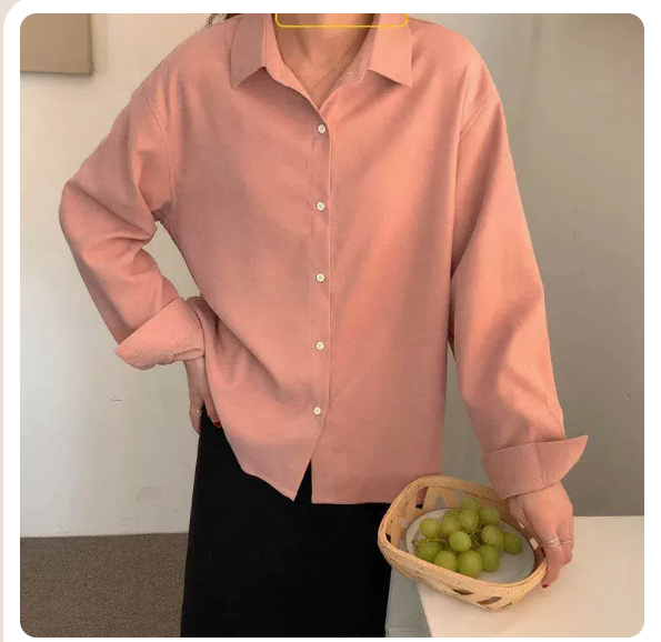 Lapel Single Breasted Loose Corduroy Shirt (Pink Size: S-3XL) (Please contact customer service to confirm the shipping size after placing an order)