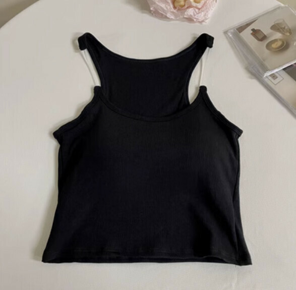 Summer slim short vest (black) [Size: S-L] [Contact customer service to confirm the shipping size after placing an order]