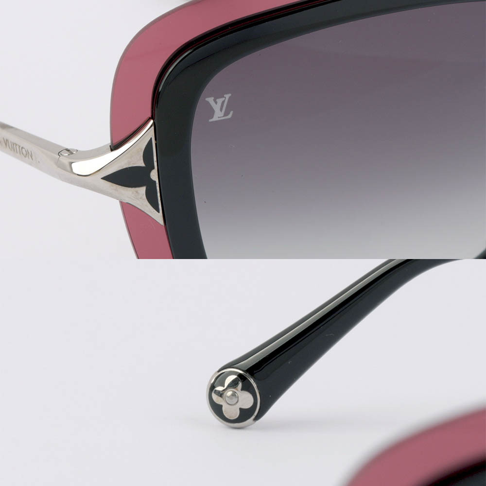 【Louis Vuitton / LV】LV 標誌酒紅外框墨鏡(黑色) Z0324E