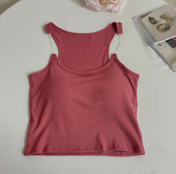 Summer slim short vest (rose red) [Size: S-L] [Contact customer service to confirm the shipping size after placing an order]