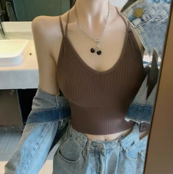 Summer vest with chest pad (coffee color) [one size]
