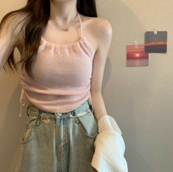 Summer Short Halterneck Vest (Ballet Pink) [One Size]