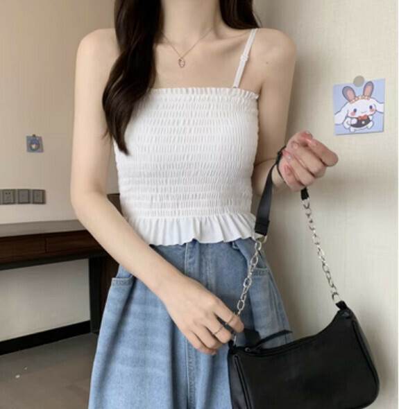 Summer Tank Top with Chest Padding (White) [One Size]