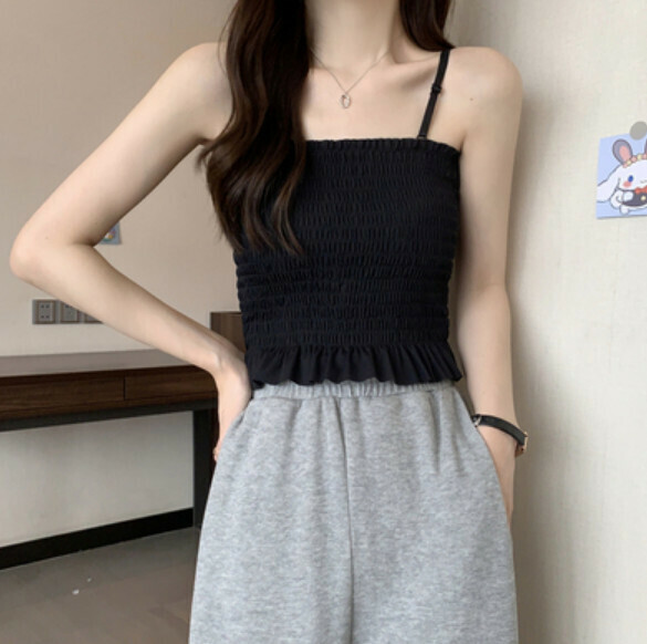 Summer Tank Top with Chest Padding (Black) [One Size]