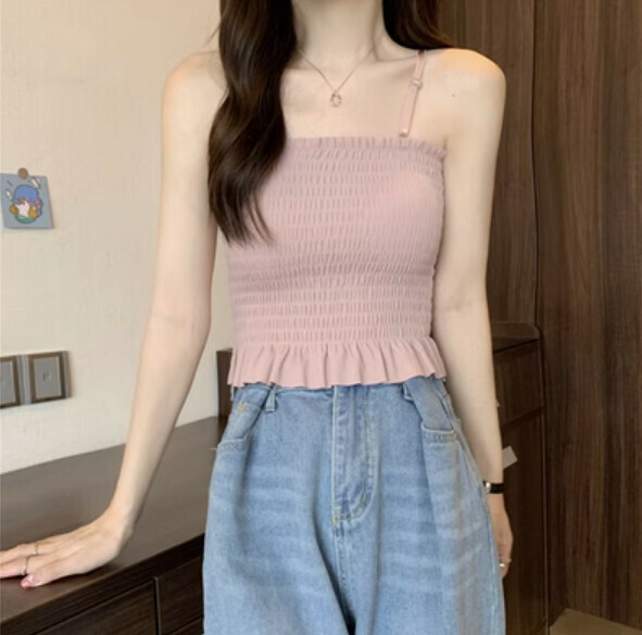 Summer Tank Top with Chest Padding (Pink) [One Size]