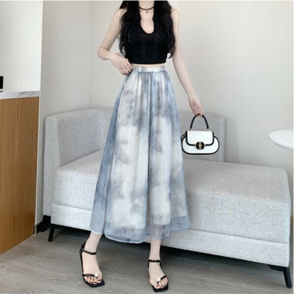 Summer midi mesh skirt (blue) [Size: S-XL] [Contact customer service to confirm the shipping size after placing an order]