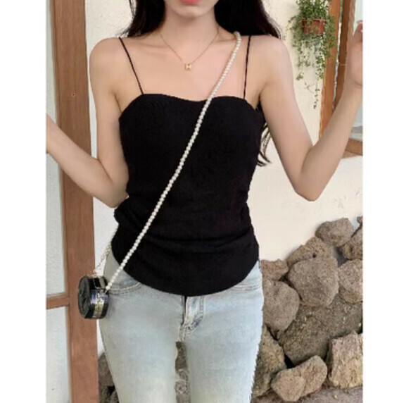 Summer slim and slim vest (black) [one size]