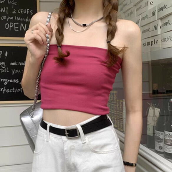Summer Inner Strap Chest Pad Integrated Vest (Burgundy Red) [Size: S-XL] [Contact Customer Service to Confirm Shipping Size After Placing an Order]