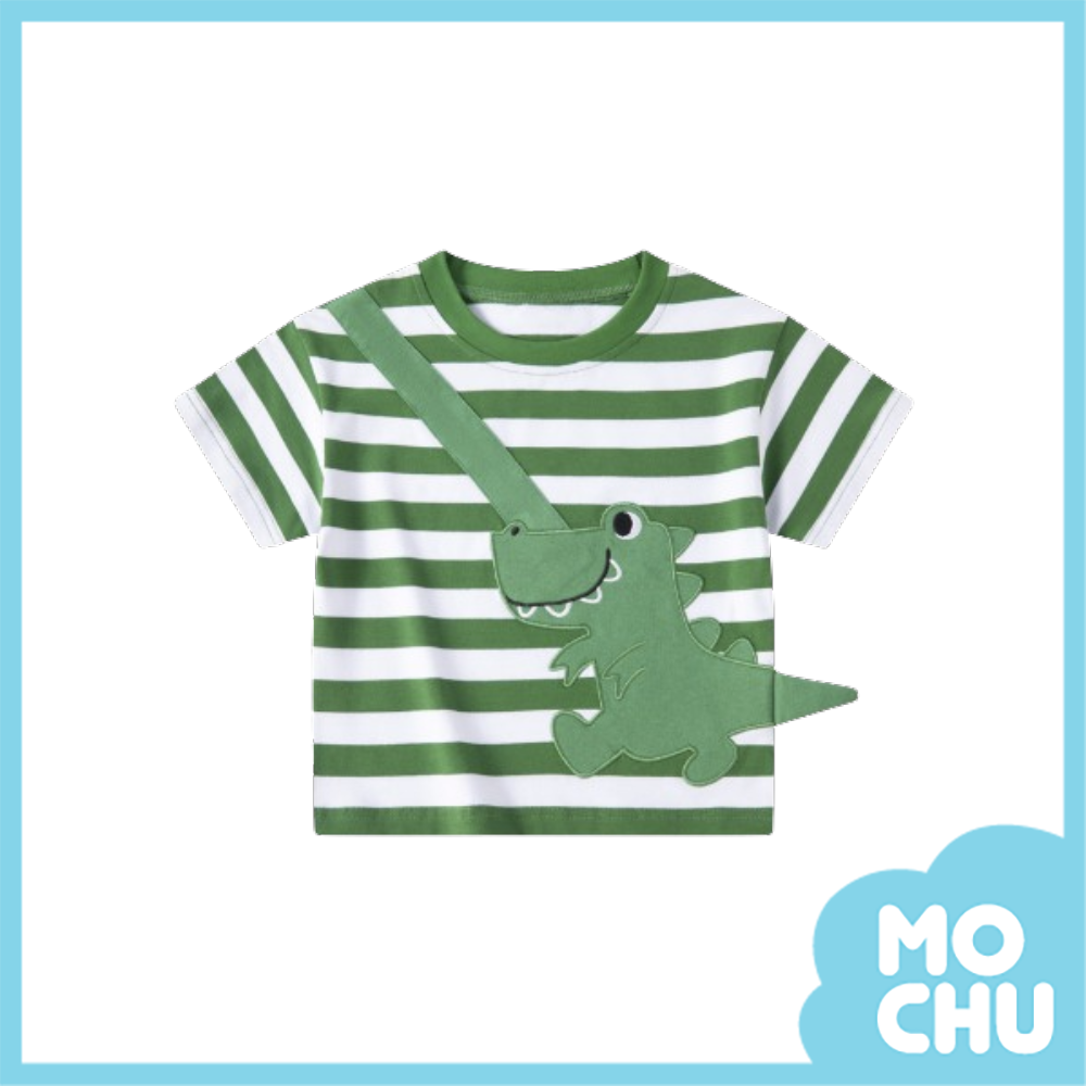 假恐龍背帶條紋短袖上衣