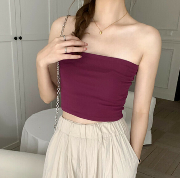 Summer Inner Strap Chest Pad Integrated Vest (Plum Color) [Size: S-XL] [Contact Customer Service to Confirm Shipping Size After Placing an Order]