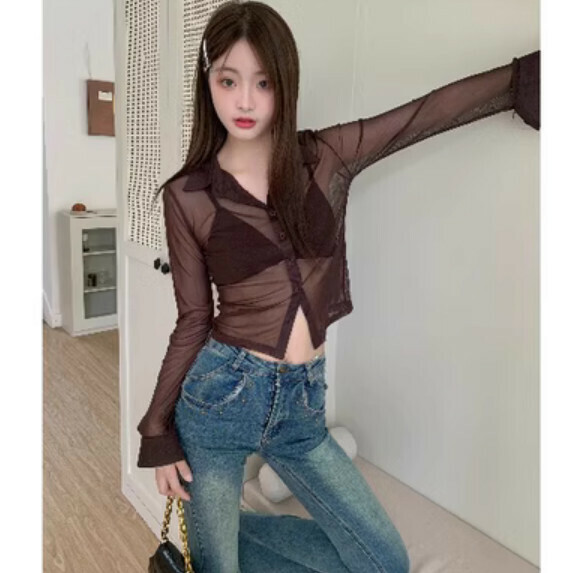 Summer Ice Silk Thin Cardigan (Coffee Color) [Size: S-L] [Contact Customer Service to Confirm Shipping Size after Placing an Order]