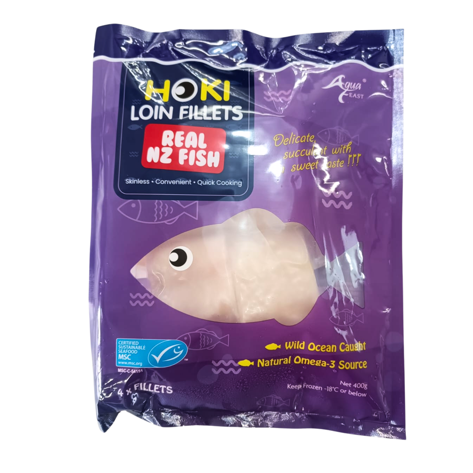 New Zealand Hoki Wild Caught Real NZ Loin Fillets 4pcs ,400g / pack +/-5% (Frozen，-18°C)