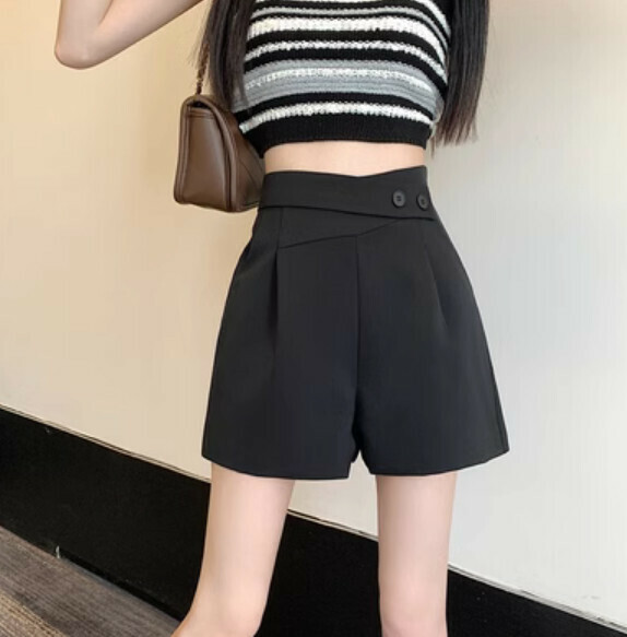 爆款夏季高腰休閒西裝短褲（黑色）【尺碼：S-XL】【下單後聯絡客服確認發貨尺碼】