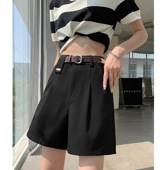 爆款夏季寬鬆休閒短褲（黑色+腰帶）【尺碼：S-2XL】【下單後聯絡客服確認發貨尺碼】