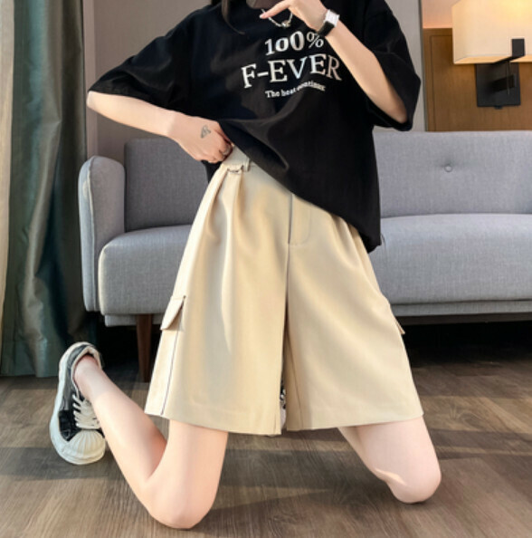 Summer loose high-waisted cropped pants (light card color) [Size: S-2XL] [Contact customer service to confirm the shipping size after placing an order]