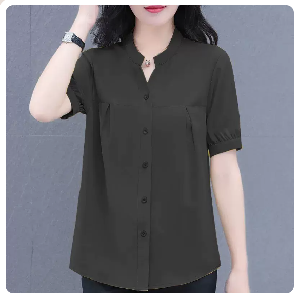 Short sleeve chiffon shirt (black size: S-3XL) (please contact customer service to confirm the shipping size after placing an order)#