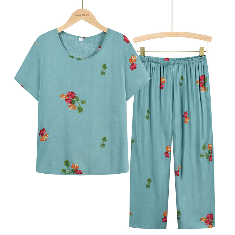 Seniors Short Sleeve Set (XL-4XL Light Blue) [Please contact customer service to confirm the shipping size after placing an order]