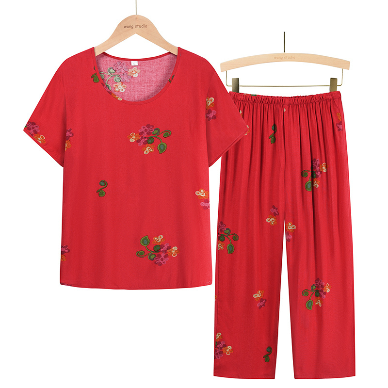 Seniors Short Sleeve Set (XL-4XL Red Size) [Please contact customer service to confirm the shipping size after placing an order]