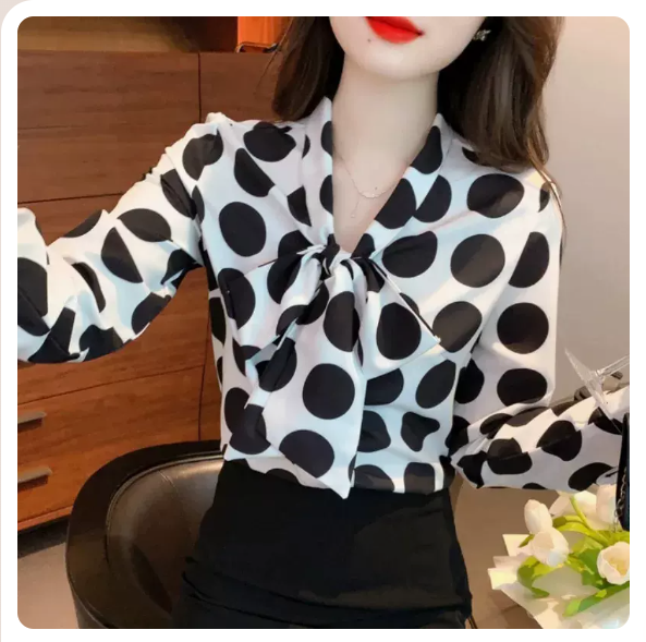 Bow Long Sleeve Shirt (Black Size: S-3XL) (Please contact customer service to confirm the shipping size after placing an order)
